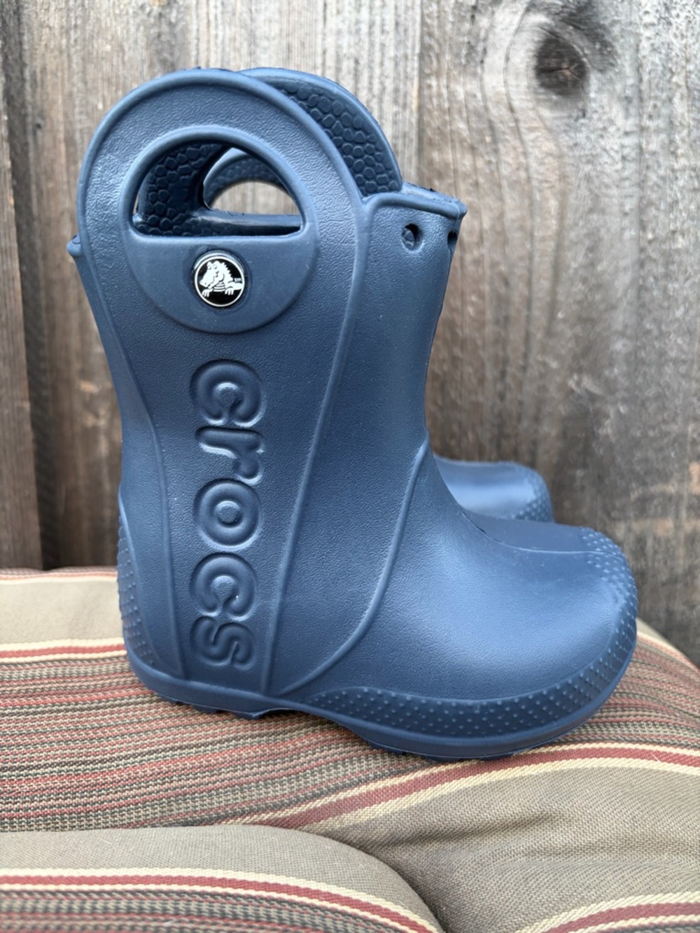 New Crocs Child 6 Handle It Waterproof Rain Boots Navy Blue Pull On Lightweight
